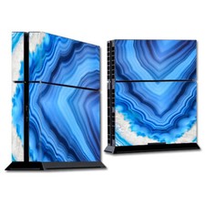 PS Playstation console skins decals wrap - Crystal Blue Ice Marble