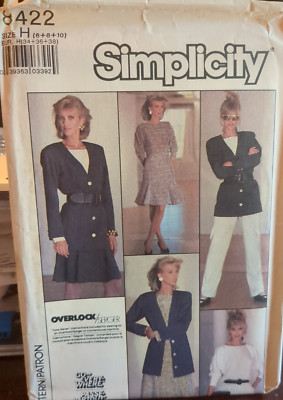 SIMPLICITY Sewing Pattern #8422 Misses' SKIRT, TOP & JACKET size 6-8-10  UC/FF