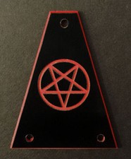 GUITAR TRUSS ROD COVER - Custom Engraved - JACKSON - PENTAGRAM 666 - BLACK RED
