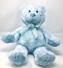 Russ Baby Berrie Blue "My First Teddy" Soft Plush Bear w/ Sewn Eyes  Bow 16 in
