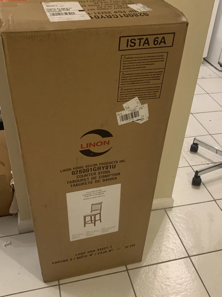 Linon Emmy 26" Counter Stool - Gray Wash - Image 2 of 4