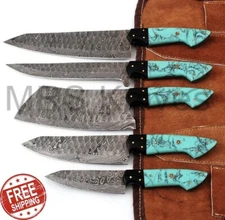 HANDMADE DAMASCUS STEEL CHEF KNIFE SET KITCHEN KNIVES SET