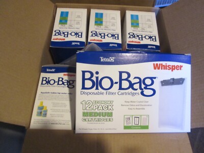 60 Tetra Whisper Bio-Bag Filters LOT of 5 boxes Bacto-Surge Sponge Fish Aquarium