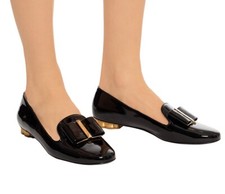 Gently Worn 600 Salvatore Ferragamo Black Patent Leather Sarno Loafer Flat 6.5B