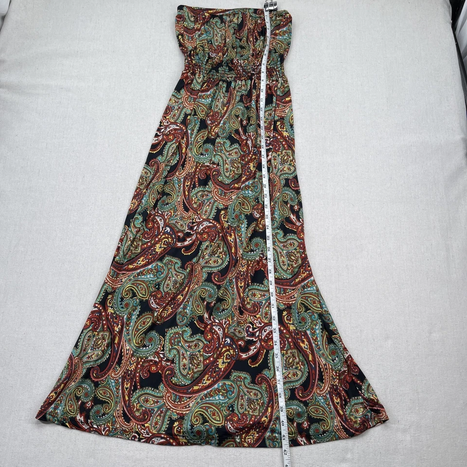 Vestido de Poesía Mujer Extra Pequeño Negro Estampado Sin Tirantes Verano Maxi Slinky Solero Foto 3 de 4