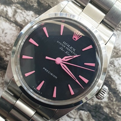 Rolex 5500 Oyster Precision Air King Black Pink Custom Dial Mens Original  Watch | eBay
