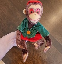 Vtg Herman Pecker 8" Monkey Plush Head Moves W/ Tail Wire Legs Arms Doll Puppet