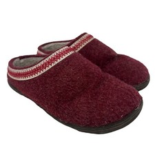 Clarks Womens Felt Slippers with Trim Detail 7 M Red A344994