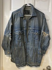 R13 Women’s Oversized Trucker Jacket Selv Shred Blue Denim M Made In Italy