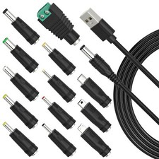 USB Charging Cable to DC 5V Universal Power Cord with 13pcs Adapters DC5V Cha...