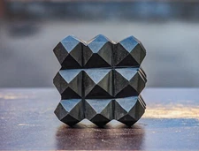 55mm Black Tourmaline Metaphysical Chakra Power Healing Stone 54 Pyramid Cube