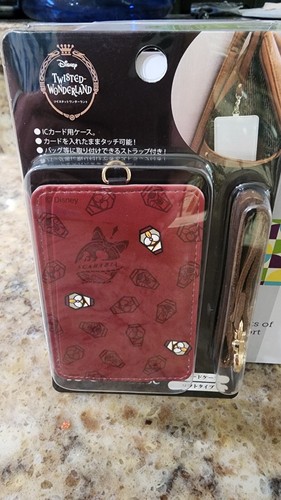 Disney Twisted Wonderland IC Card Case w/ Carry Strap New Maroon Japan