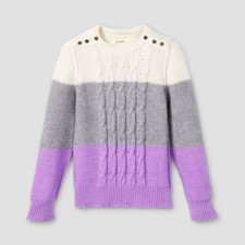 Girls' Adaptive Cable Pullover Sweater - Cat  Jack L, One Color