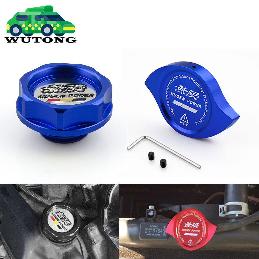 Black Aluminum Oil Filler & Radiator Cap Kit For Honda/Acura - Mugen Style, Anodized 13 thumbnail image