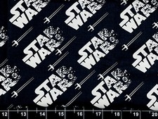Tina Scrap Disney Star Wars Logo Words Black White FABRIC 9"x21" COTTON