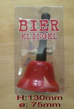 Tischglocke Metall rot mit schwarzem Text Bierklingel Stammtischglocke 130x75mm