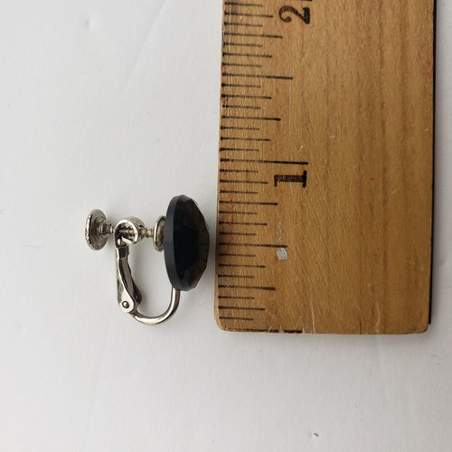 Vintage Schwarz Prisma Ohrstecker Schraubverschluss Clip On Ohrringe Knopf Rund Kuppel Retro - Bild 5 von 10