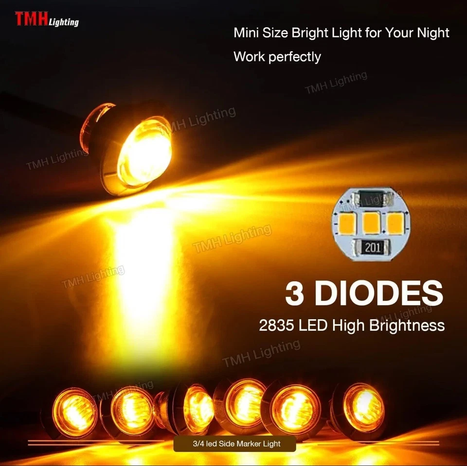TMH 3/4-Inch Mount Amber LED Trailer Marker Lights, Pack of 50 NEW! - Image 4 of 4