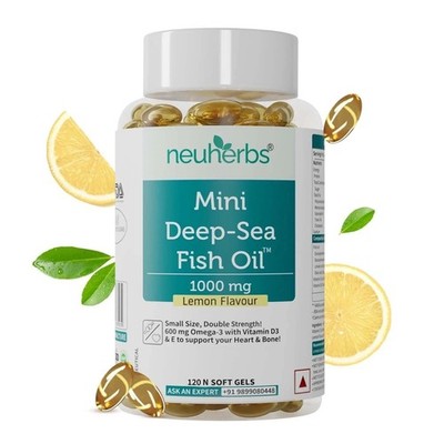 Mini Deep Sea Omega 3 Fish Oil 1000mg Supplement, No Fishy Burp (120 Kapseln)