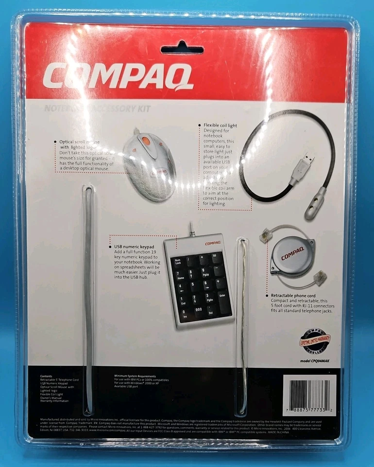 COMPAQ-Numeric Keypad With USB  MOUSE & Flexible Coil Light-Brand New Sealed - Image 2 of 4
