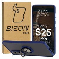 HandyhüLle Mit Fingergriff FüR Galaxy S25 Edge Bizon Case Cover Etui GetöNt/Blau