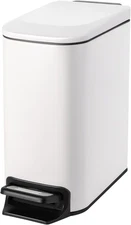 Cesun Small Bathroom Trash Can with Lid Soft Close, Step Pedal, 6 Liter White 