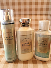 BATH AND BODY WORKS VANILLA ROMANCE BODY LOTION, BODY WASH AND FRAG MIST