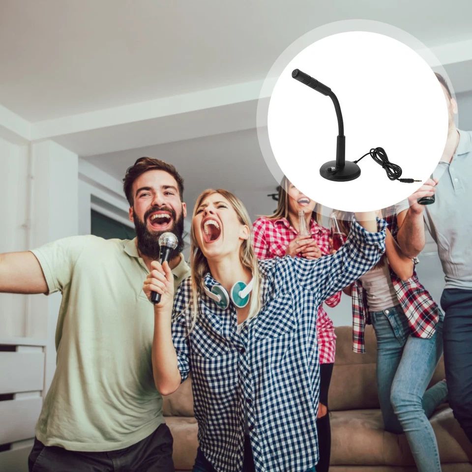 Compact Desktop Mic 3.5mm Interface Microphone Plastic with Base