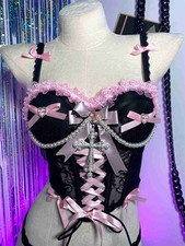 Chic Trendy Gothic E-Girls Y2K TOPS Emo Punk Rock Bow Harajuku Grunge Goth Cross