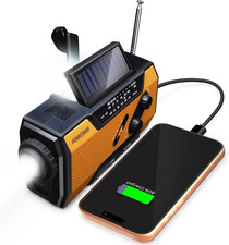 NOAA Emergency Weather Radio A1 7400Mwh Portable Power Bank, AM/FM, Usb/Solar/Ha