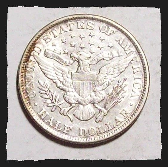 1899-P BARBER HALF DOLLAR  Album Rim Tone Dk spots OBV XF+  #35C78 1 - Image 2 of 2