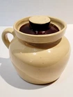 VTG RRP CO. ROSEVILLE,OH, USA LIDDED BEANPOT W/HANDLE--5 1/2" TALL-6" WIDE