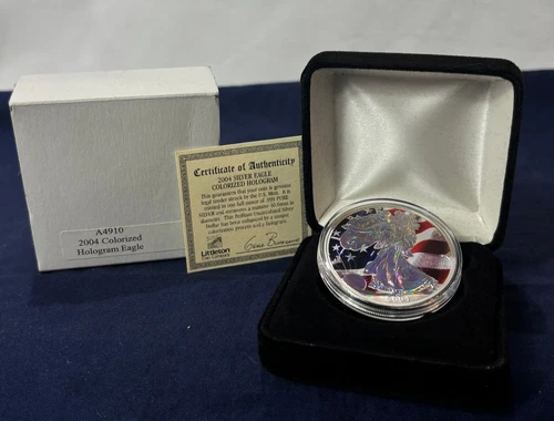 .999 Fine Silver 1 Oz Coin 2004 American Eagle Hologram Uncirculated W/ COA