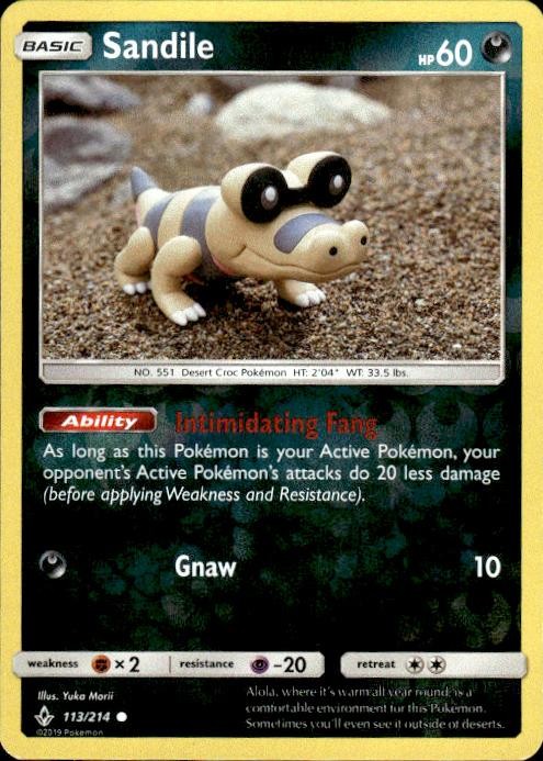 Pokemon Reverse Holo Sandile (113) SM - Unbroken Bonds 113/214 LP