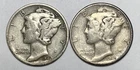 1942-S and 1945-D 10C Mercury Dimes 90% Silver