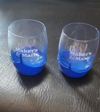 Set (2) Makers Mark 4  Bar Glasses Blue Dippe...
