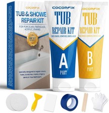 Bathtub Shower Repair Kit - White for Enamel, Fiberglass Acrylic Tubs