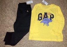 NEW With Tags Baby Gap Boy's L/S Dino  Logo T-Shirt/Sweat Pants Outfit Size 2T
