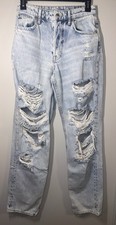 H  M Denim Womens Size 0 High Waist Boyfriend Distressed Jeans in Light Wash