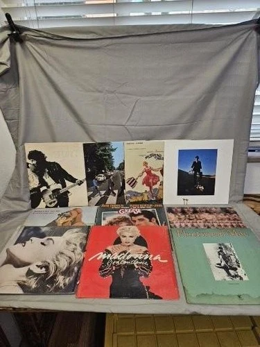 Vintage Rock Pop 12in LP Record Lot Madonna Beatles Fleetwood Mac Grease LPs