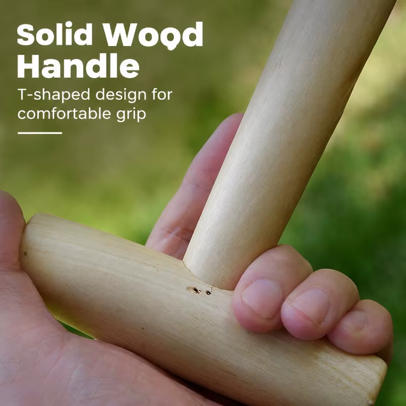 T Shape Wooden Handle Garden Dibbler Punch Seeding Tool Manual ...