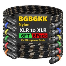6 PCS Braided XLR Cables 6FT 3Pin Male To Female Balanced Mic Cord Multi