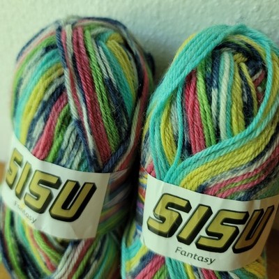 2 Sandnes Garn SISU Fantasy 9367 Variegated Sock Yarn Wool Nylon Norway 100g Lot