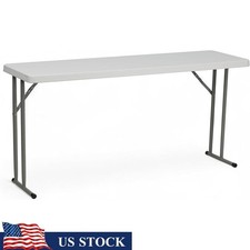 Foldable Rectangular Training Table Durable Classroom Event Use Easy Storage