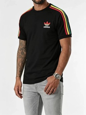 adidas Originals Herren T-Shirt 3 Streifen Baumwolle (mehrfarbig gestreift - schwarz)