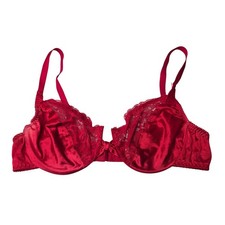 Victoria's Secret Bra Womens 38B Red Gold Label Vintage Lace Satin Underwire