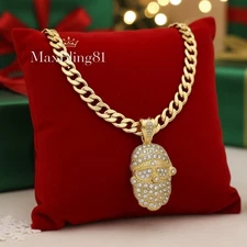 Santa Clause CZ Iced Pendant & 10mm 18" 20" 24" 30" Cuban Chain Fashion Necklace