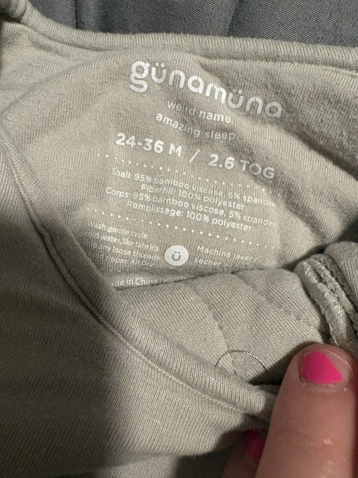 Пододеяльник премиум-класса GUNAMUNA унисекс Baby 2.6 TOG мешок для сна. Бежевый цвет. Размер 24-36 M - Изображение 2 из 3
