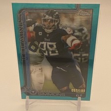 Topps Chrome Jeffery Simmons Tennessee Titans Aqua #289 2022 Serial Numbered