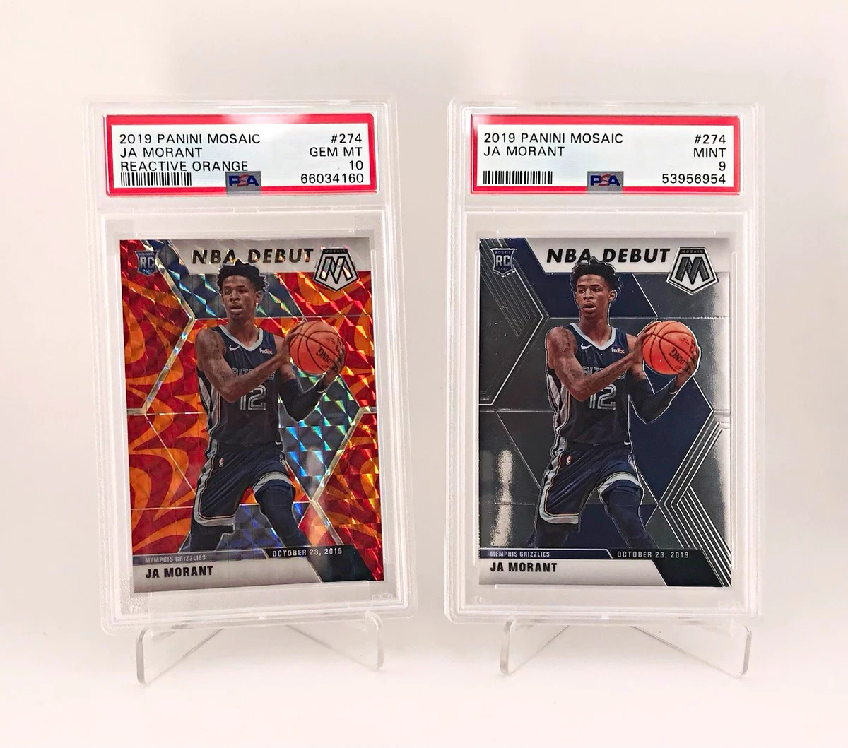 Panini Mosaic NBA 2019-20 RC Lot 2 Karten Ja Morant NBA Debut #274 PSA10/9